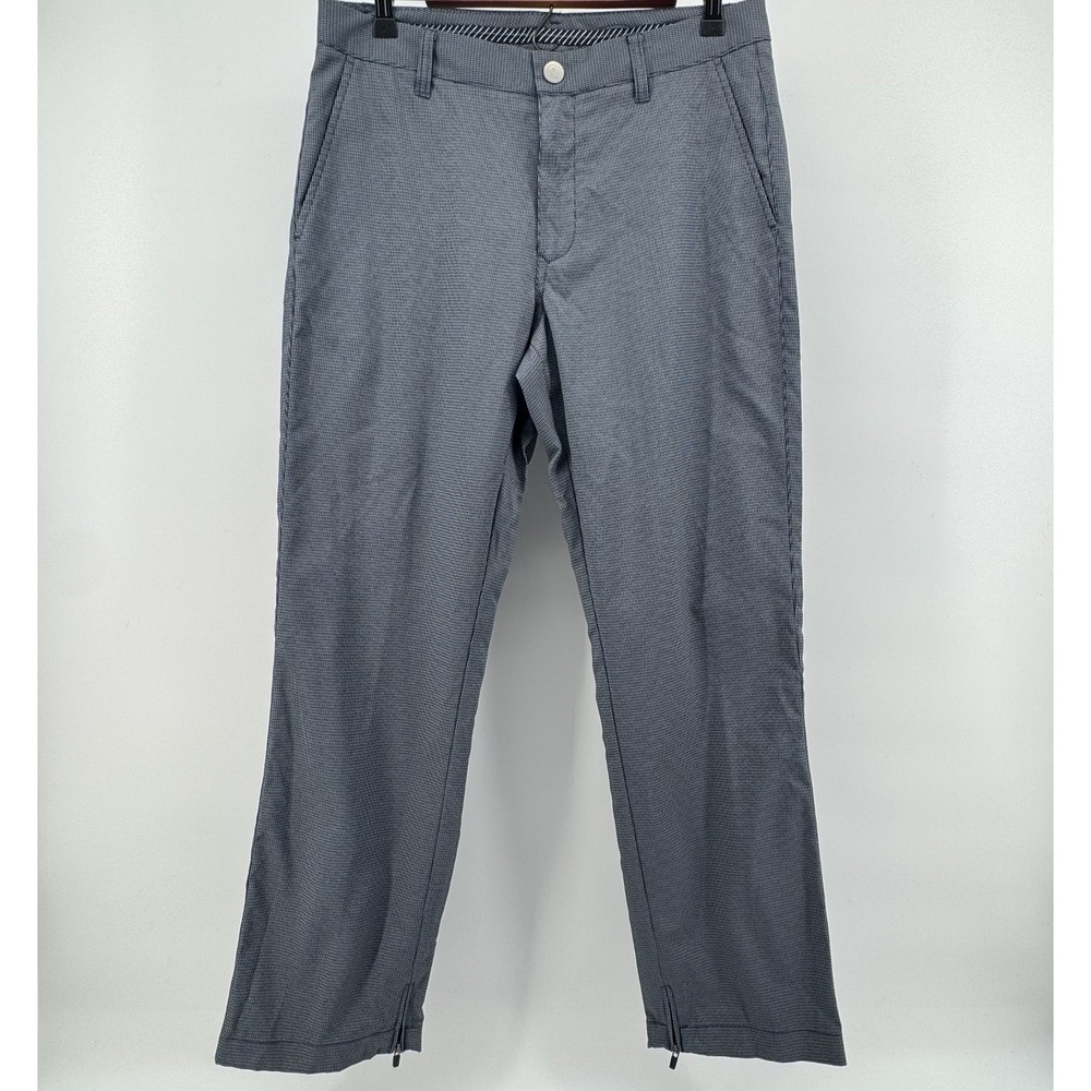 Bonobos Golf Pants Mens 32x30 Navy White Micro Houndstooth Straight Ankle Zip